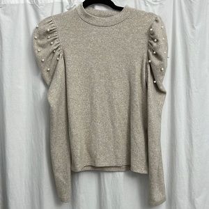 Pearl Embellished Shoulder Sweater